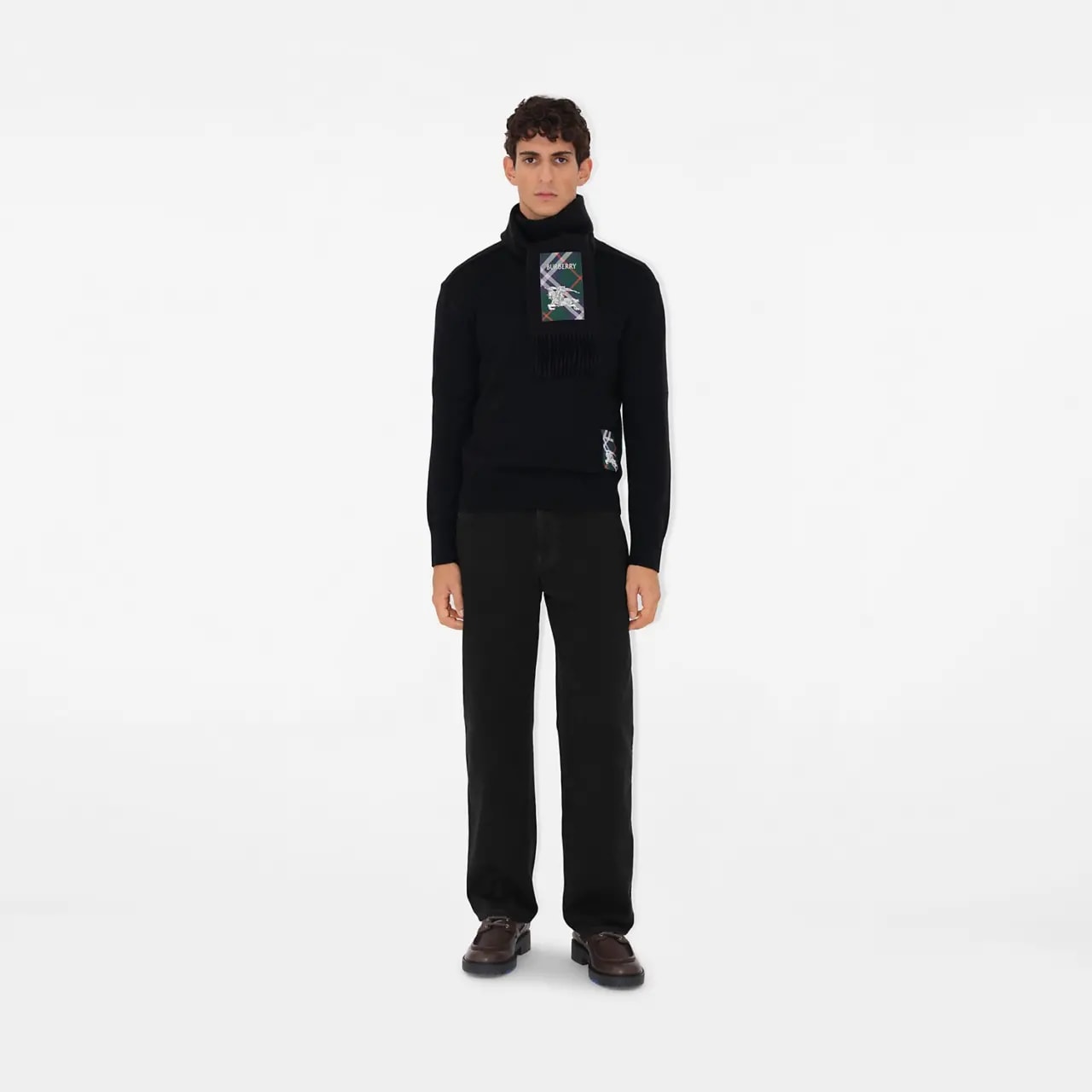 Khăn Burberry Check Label Cashmere Scarf 'Black' 81039971 — ảnh 2
