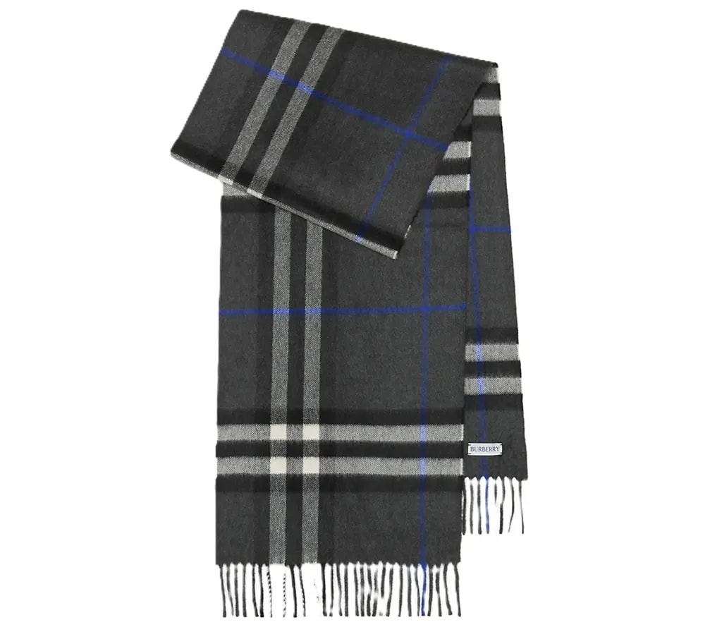 Khăn Burberry Check Cashmere Scarf 'Dark Charcoal' 80952061