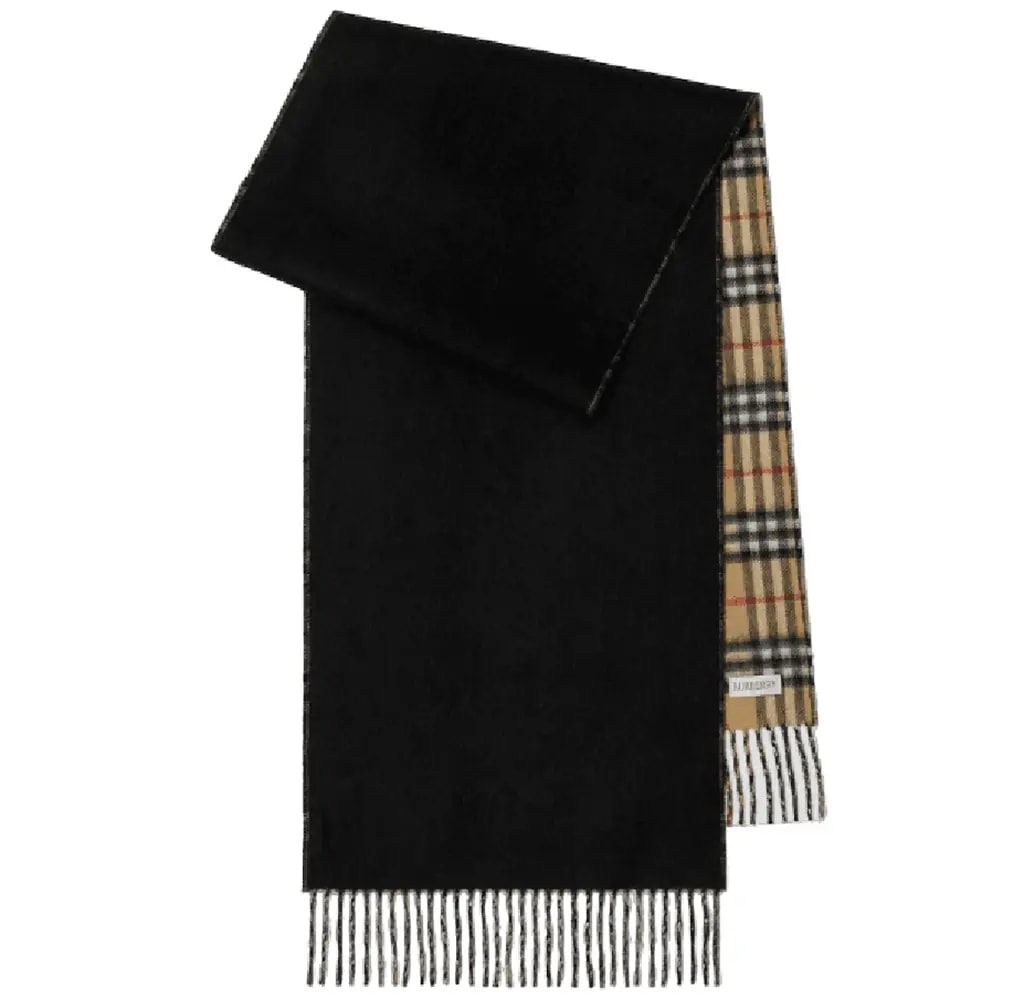 Khăn Burberry Reversible Check Cashmere Scarf 'Black Beige' 80746741