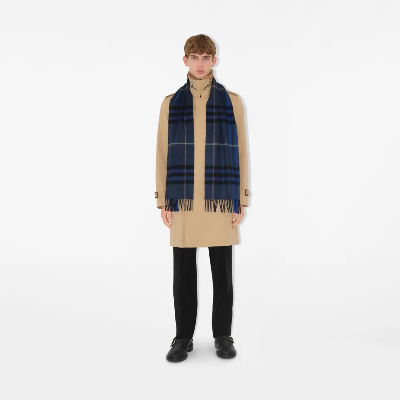 Khăn Burberry Check Cashmere Scarf 'Midnight' 81030131 — ảnh 2
