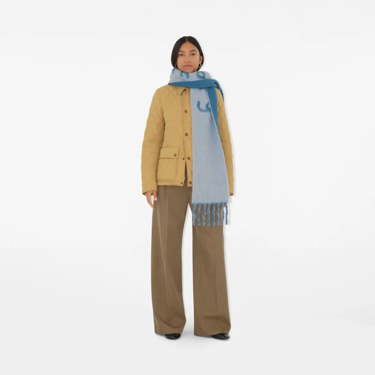 Khăn Burberry Reversible Logo Alpaca Wool Blend Scarf 'Blue' 80972171 — ảnh 4