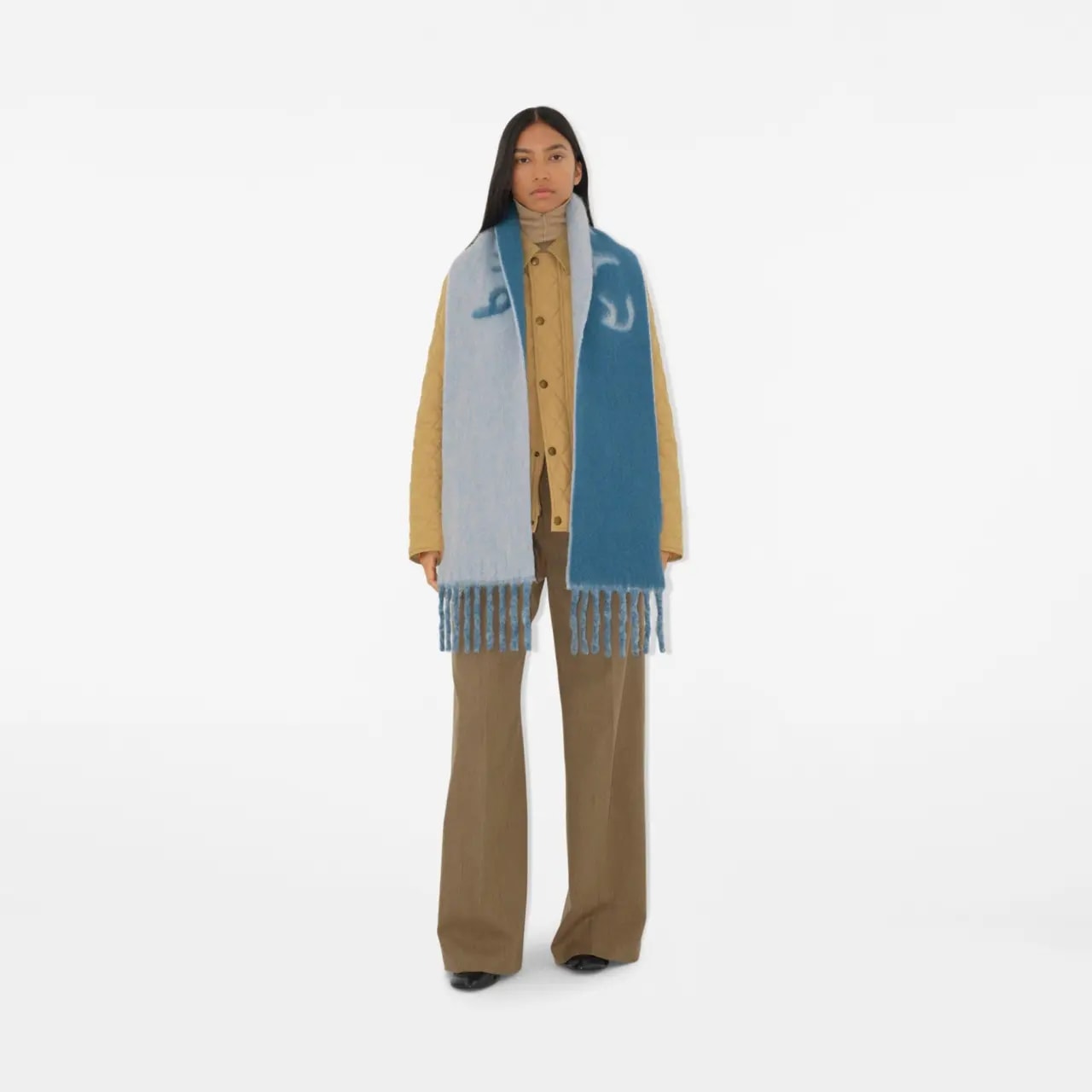 Khăn Burberry Reversible Logo Alpaca Wool Blend Scarf 'Blue' 80972171 — ảnh 3