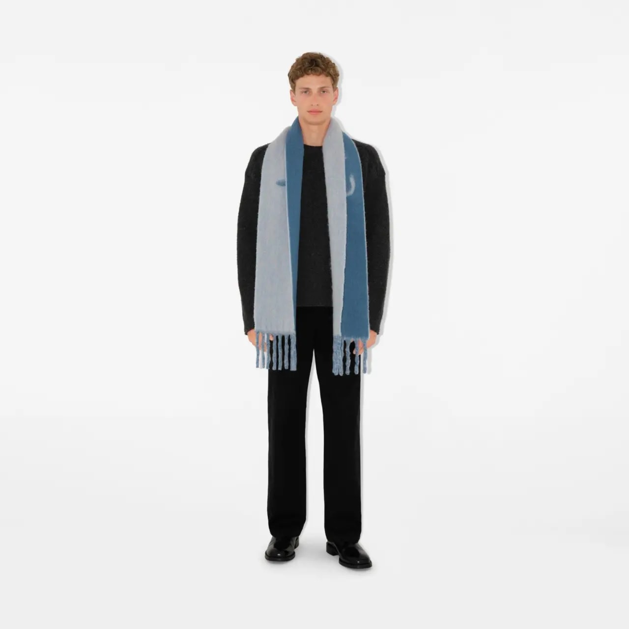 Khăn Burberry Reversible Logo Alpaca Wool Blend Scarf 'Blue' 80972171 — ảnh 2
