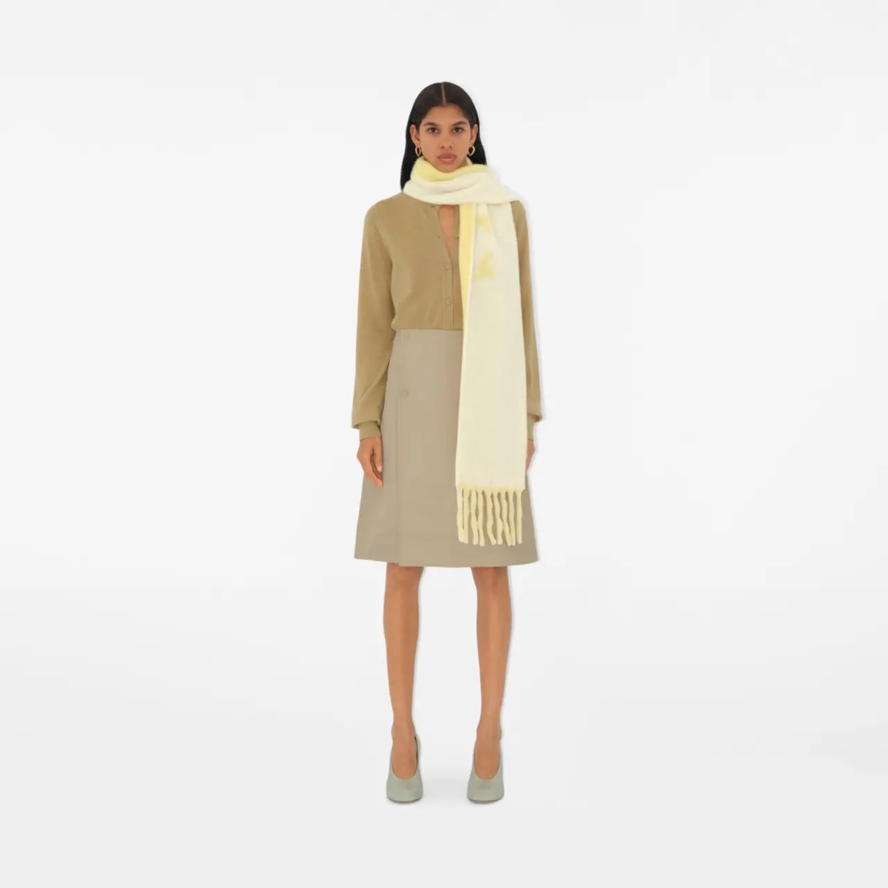 Khăn Burberry Reversible Logo Alpaca Wool Blend Scarf 'Sandstone' 80972111 — ảnh 4
