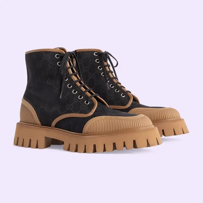 Giày Gucci Lace-up Boot 'Black Canvas' 699970-KQWM0-1146 — ảnh 4