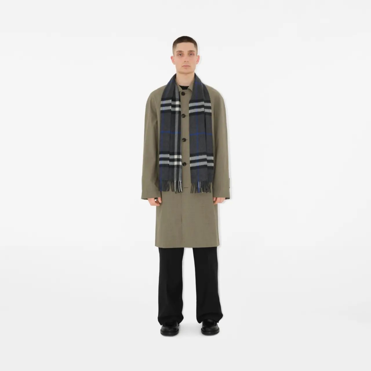 Khăn Burberry Check Cashmere Scarf 'Dark Charcoal' 80952061 — ảnh 3