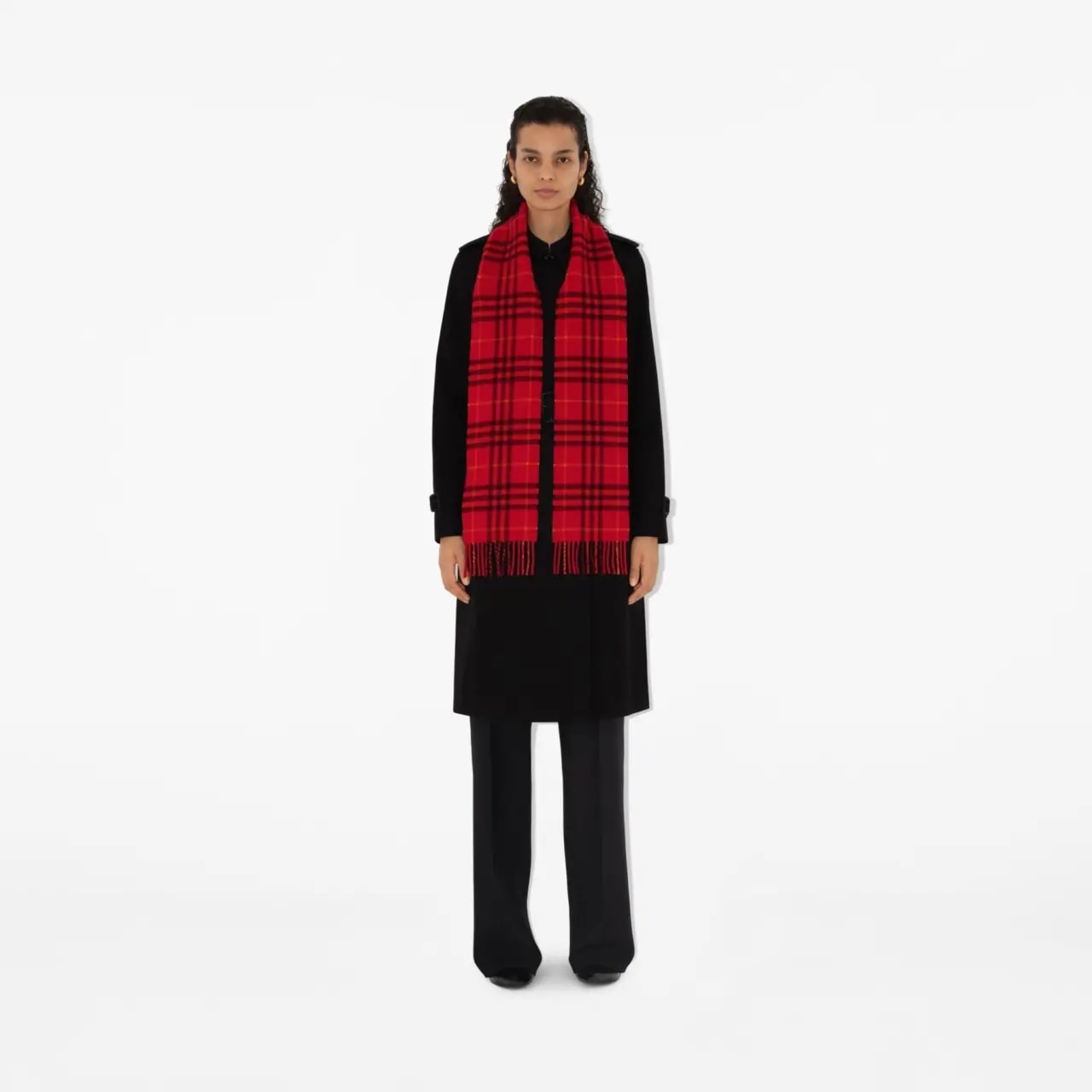 Khăn Burberry Narrow Check Cashmere Scarf 'Currant' 80987221 — ảnh 3