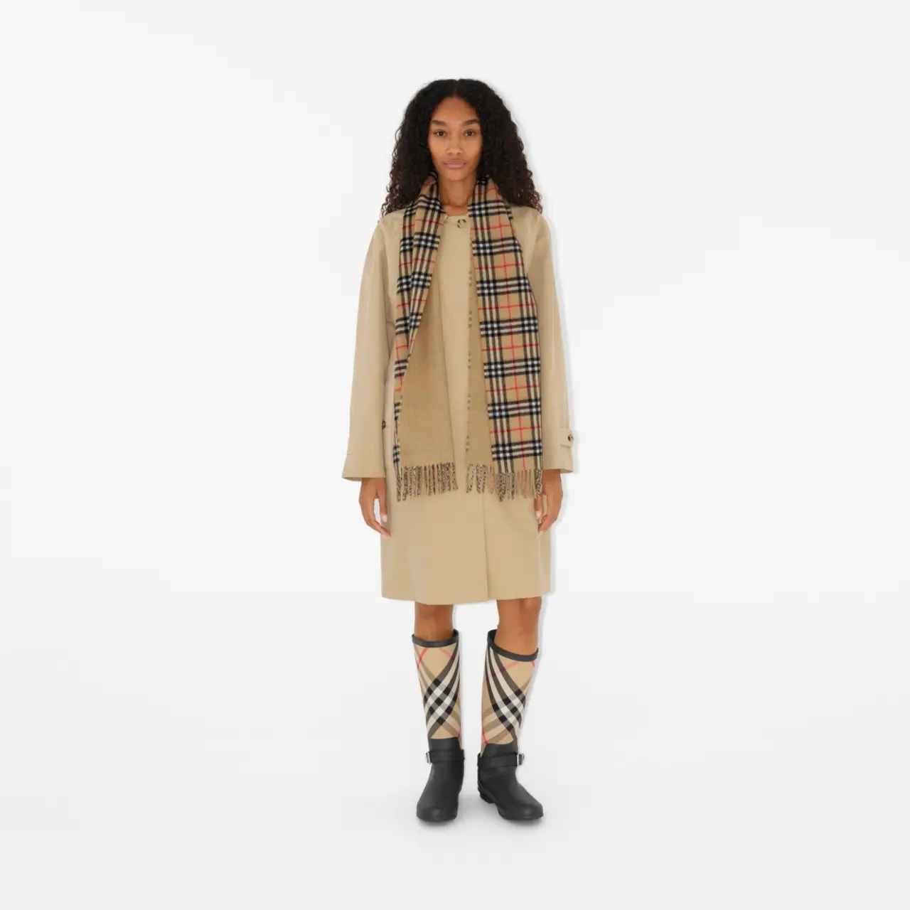 Khăn Burberry Reversible Check Cashmere Scarf 'Beige' 80824801 — ảnh 4