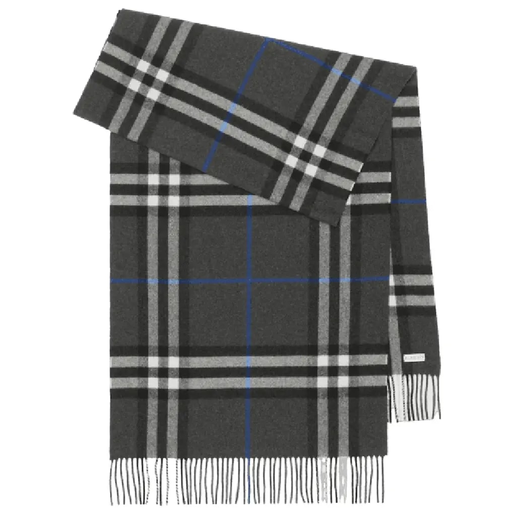 Khăn Burberry Wide Check Cashmere Scarf 'Dark Charcoal' 80952081