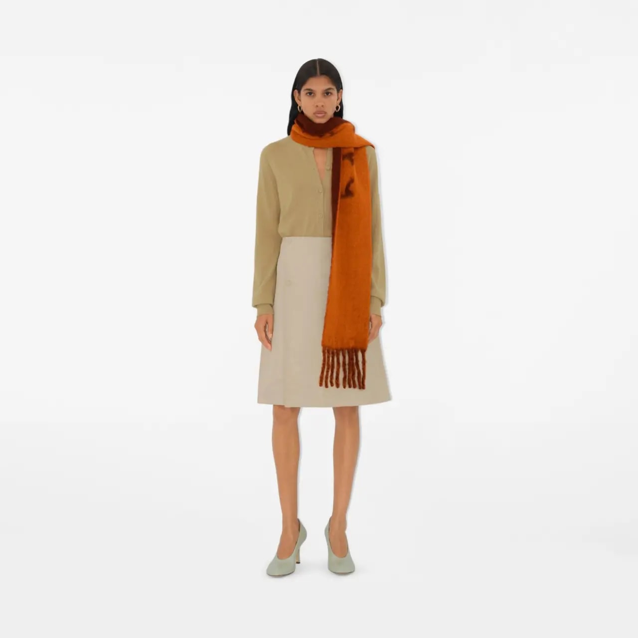 Khăn Burberry Reversible Logo Alpaca Wool Blend Scarf 'Ginger' 80972151 — ảnh 4