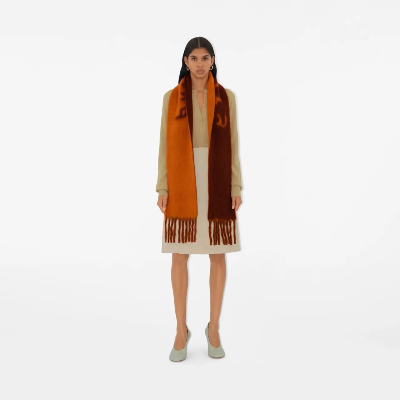Khăn Burberry Reversible Logo Alpaca Wool Blend Scarf 'Ginger' 80972151 — ảnh 3