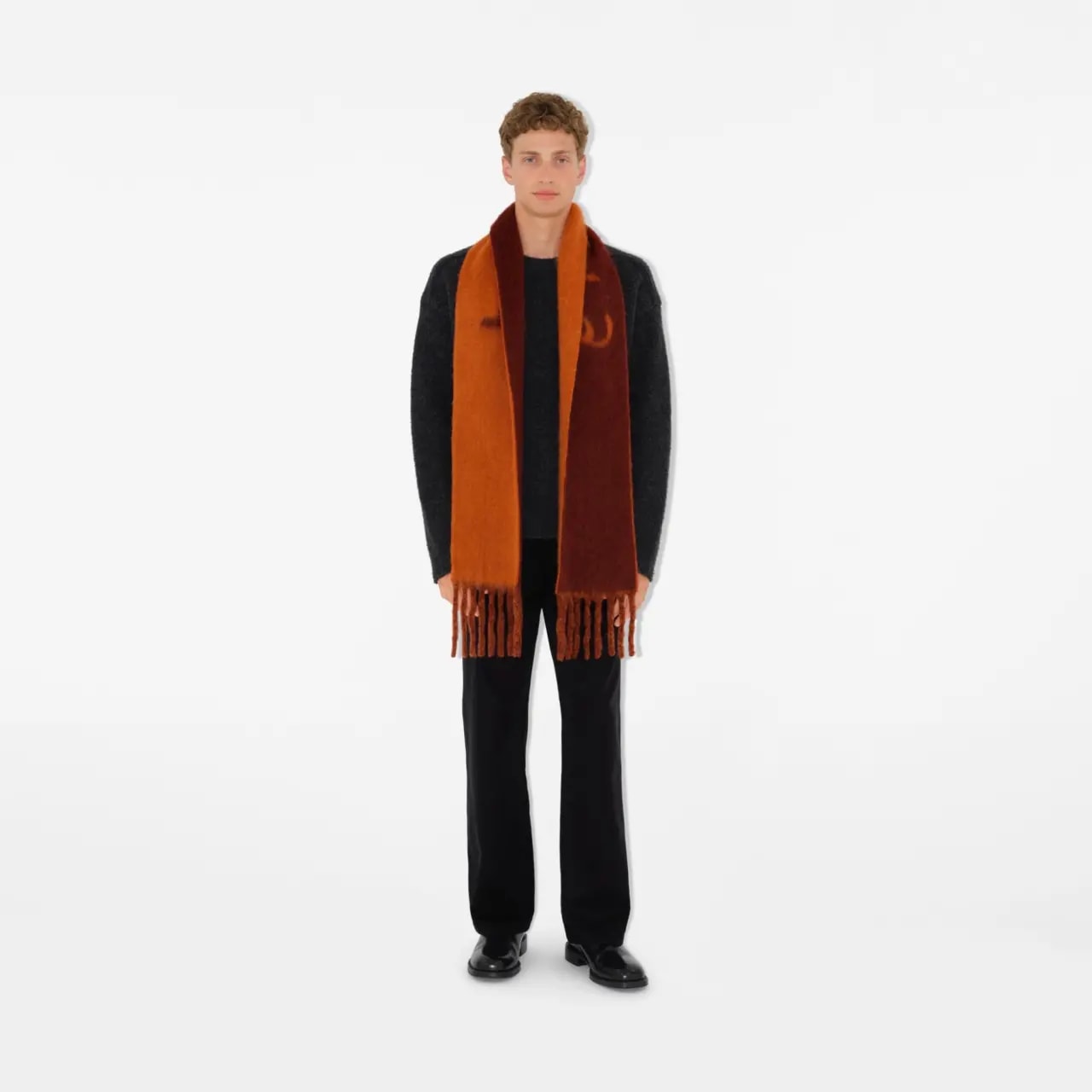 Khăn Burberry Reversible Logo Alpaca Wool Blend Scarf 'Ginger' 80972151 — ảnh 2