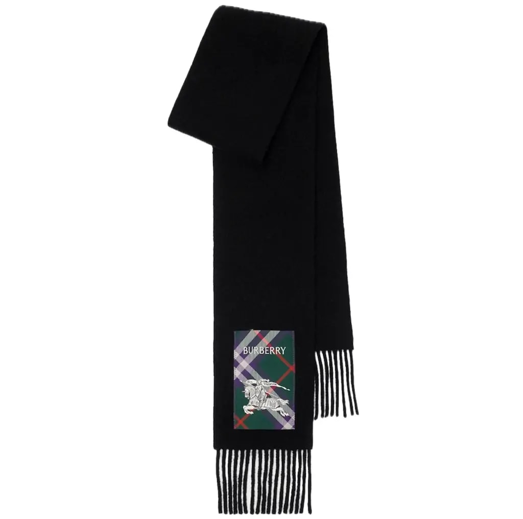 Khăn Burberry Check Label Cashmere Scarf 'Black' 81039971