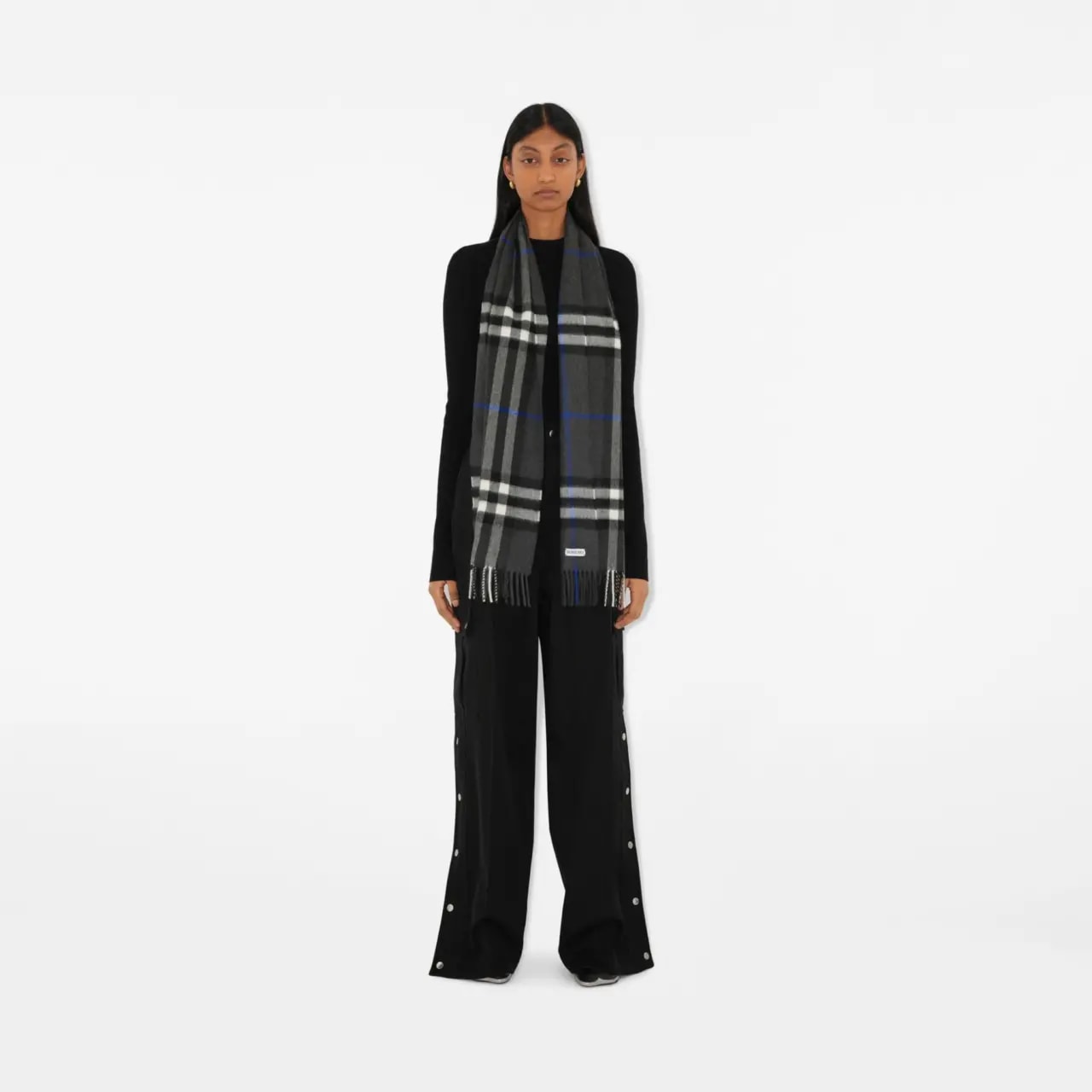 Khăn Burberry Check Cashmere Scarf 'Dark Charcoal' 80952061 — ảnh 4