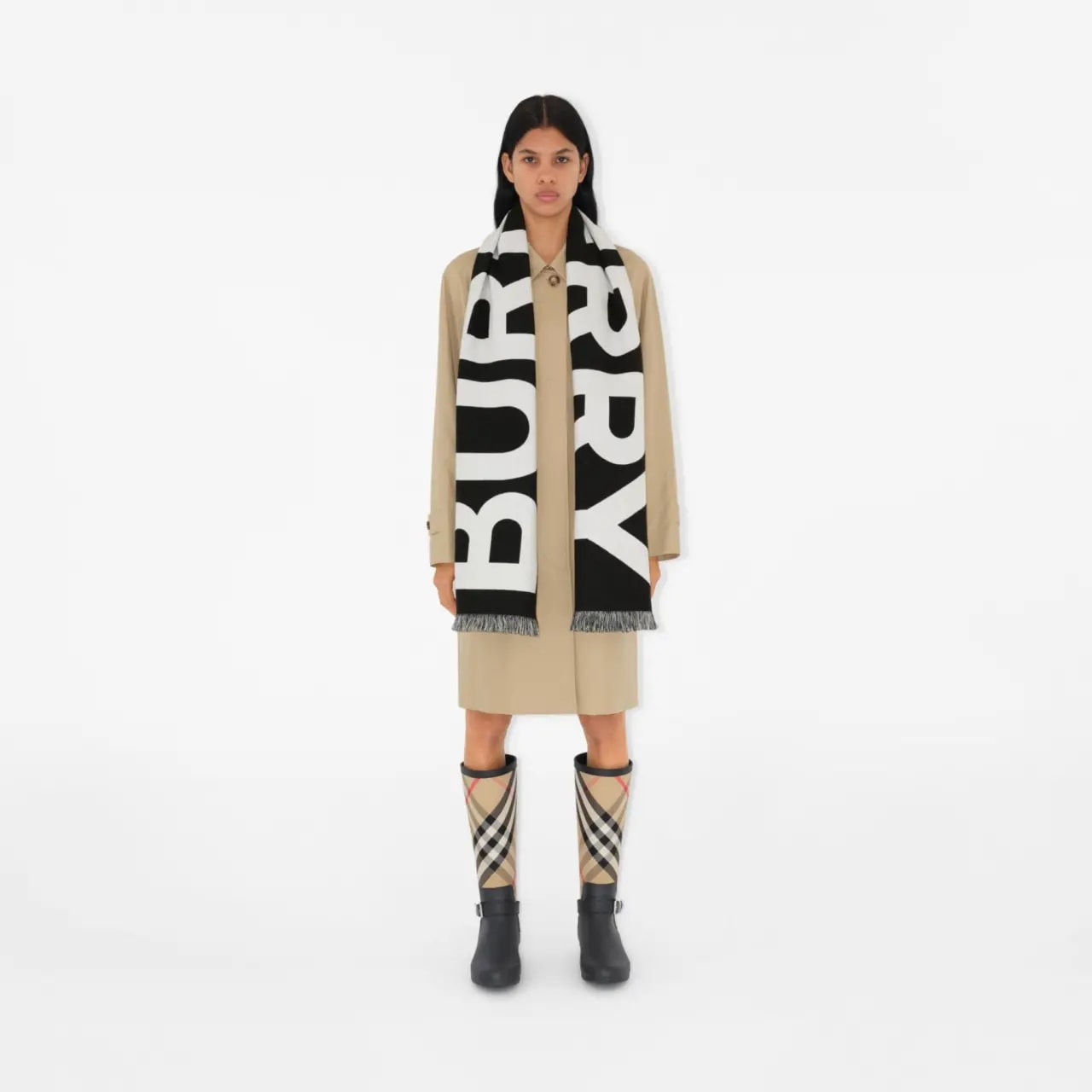 Khăn Burberry Logo Wool Scarf 'Black' 80542141 — ảnh 3