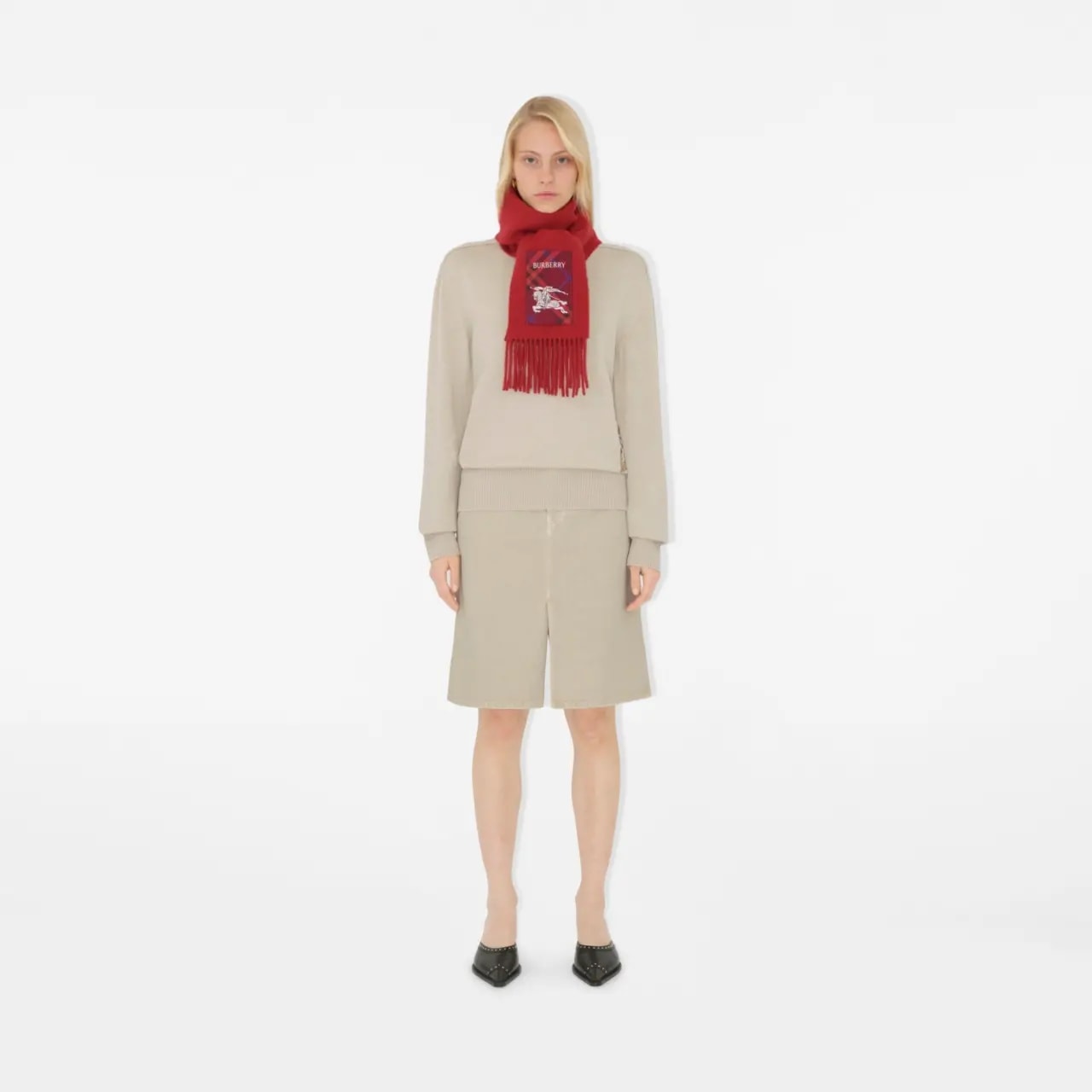 Khăn Burberry Check Label Cashmere Scarf 'Rust' 81039961 — ảnh 4