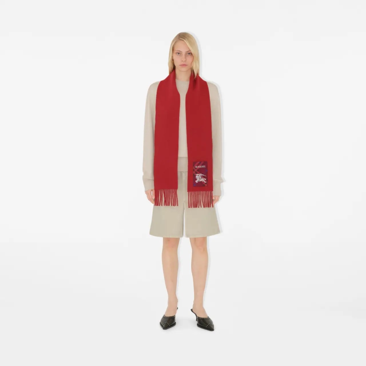 Khăn Burberry Check Label Cashmere Scarf 'Rust' 81039961 — ảnh 3
