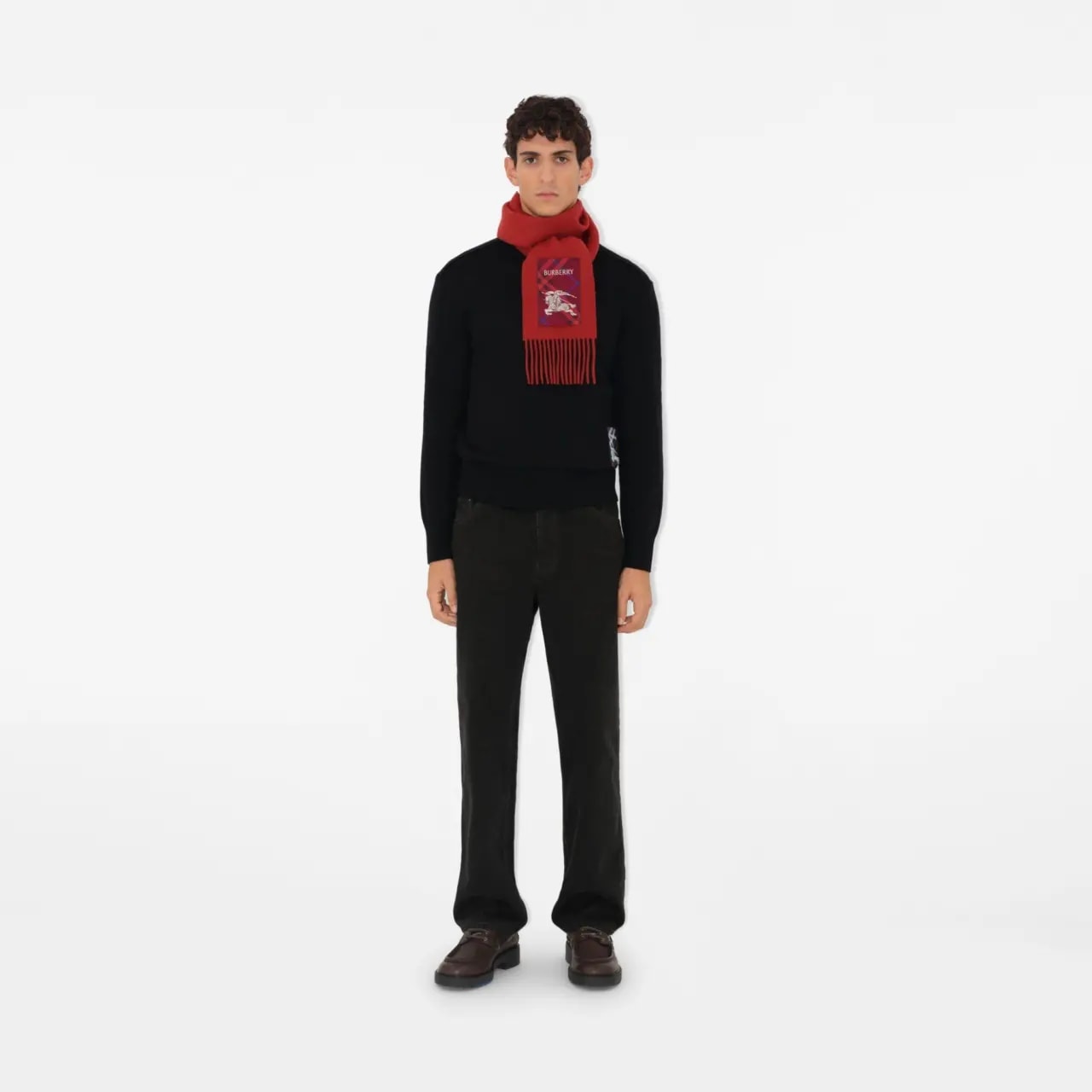 Khăn Burberry Check Label Cashmere Scarf 'Rust' 81039961 — ảnh 2