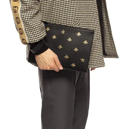 Túi Gucci Bee Star Leather Pouch 'Black' 495066-DJ2KT-8474 — ảnh 2