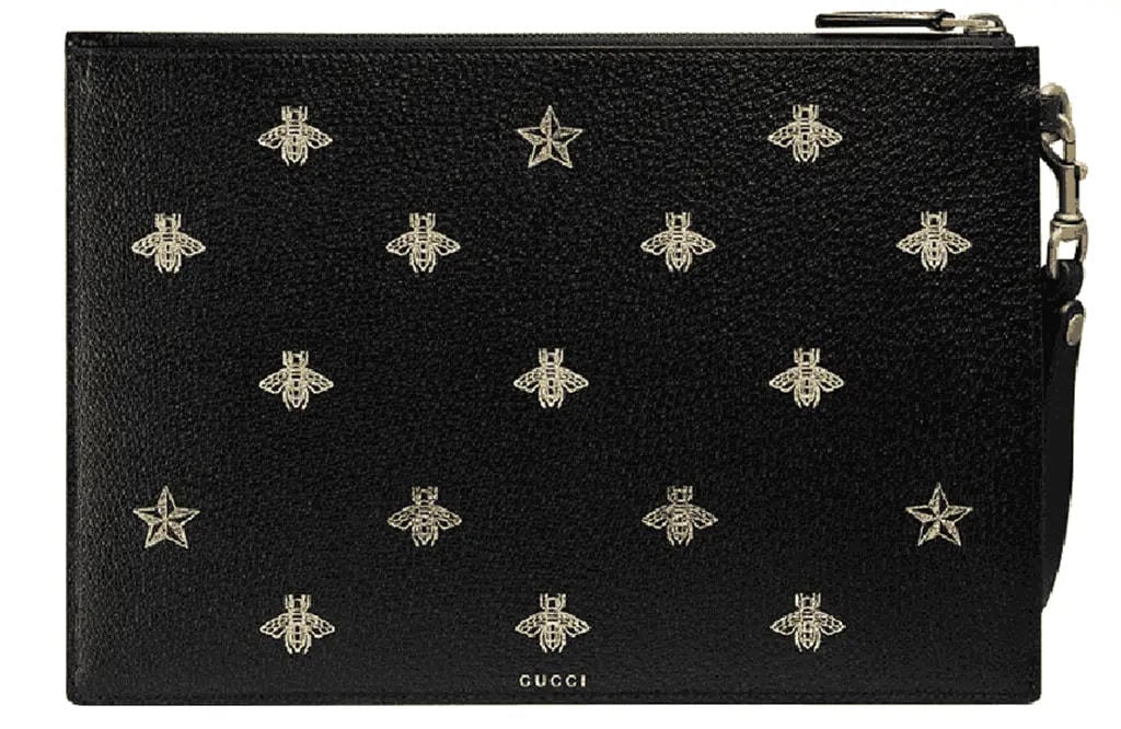 Túi Gucci Bee Star Leather Pouch 'Black' 495066-DJ2KT-8474