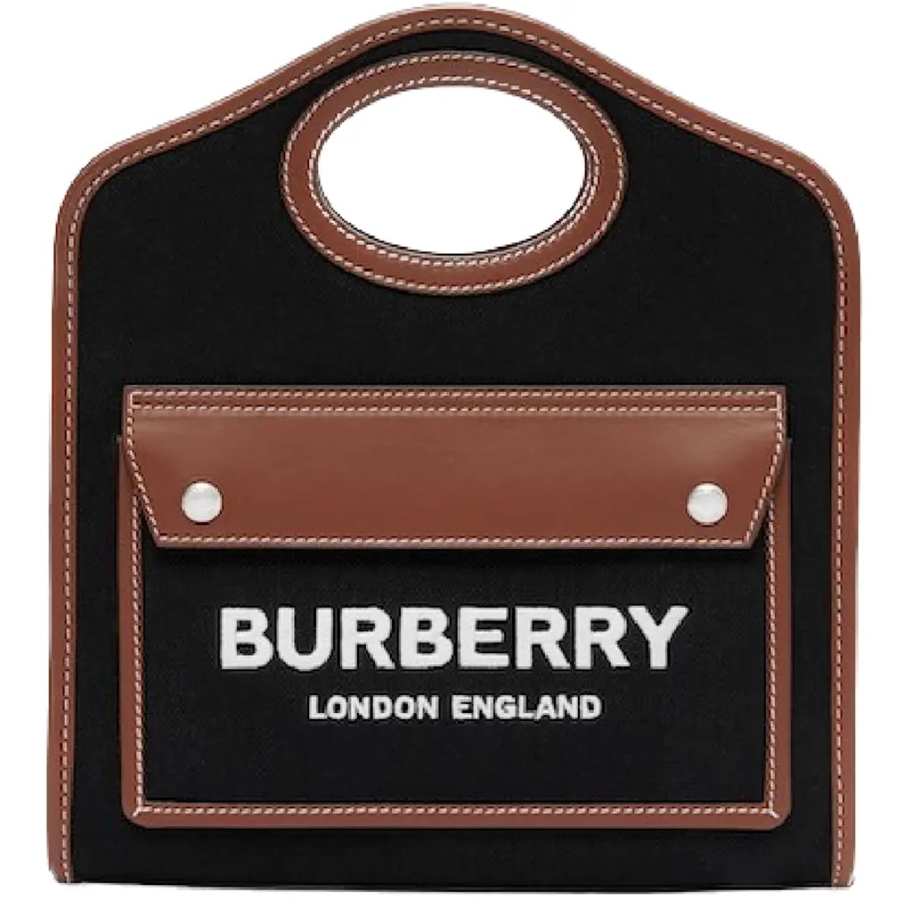 Túi Burberry Technical Cotton Leather Mini 'Black Tan' 80557461