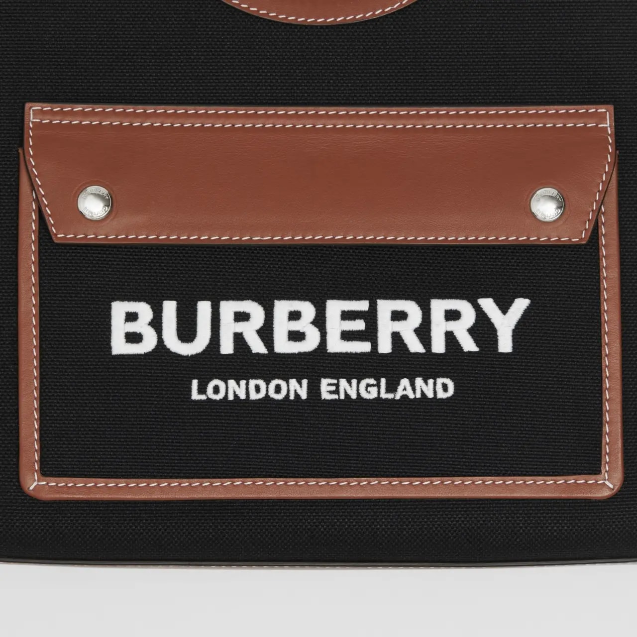 Túi Burberry Technical Cotton Leather Mini 'Black Tan' 80557461 — ảnh 3