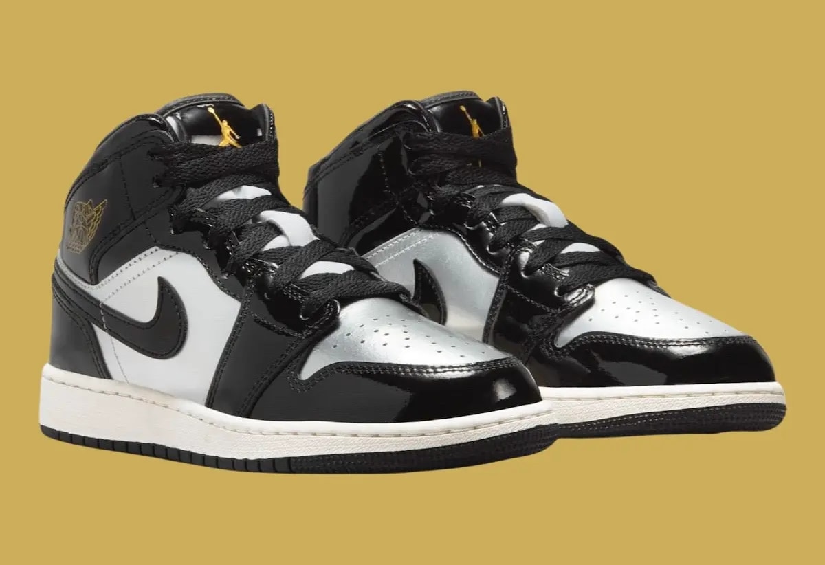 Giày Nike Air Jordan 1 Mid SE GS 'Black Metallic Silver' FZ3938-001 — ảnh 4