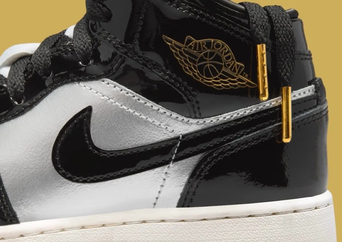 Giày Nike Air Jordan 1 Mid SE GS 'Black Metallic Silver' FZ3938-001 — ảnh 5