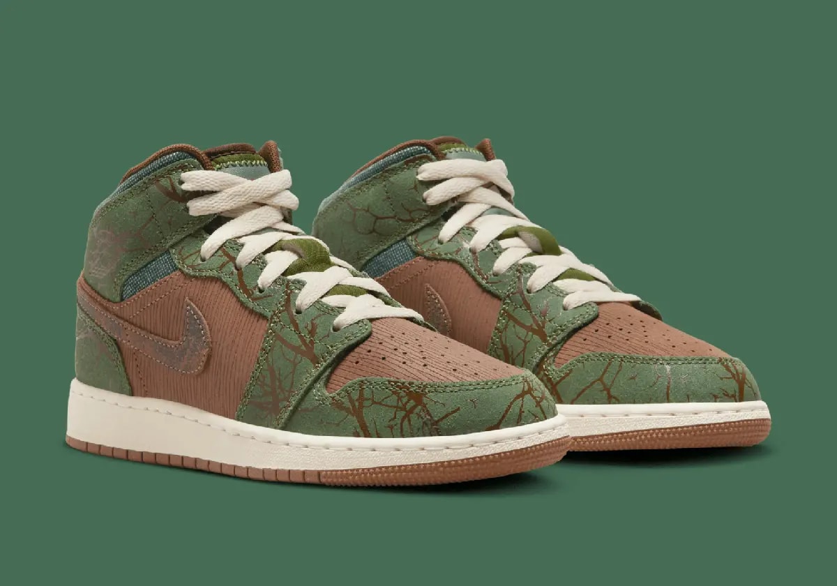 Giày Nike Air Jordan 1 Mid GS 'Treeline' FQ8101-200 — ảnh 5