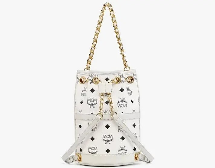 Túi MCM Mini Aren Chain Backpack in Visetos 'White' MWKDATA01WT001 — ảnh 4