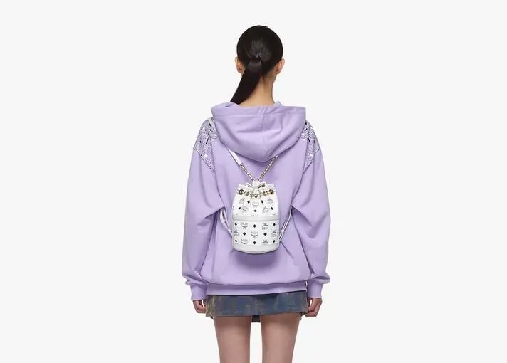 Túi MCM Mini Aren Chain Backpack in Visetos 'White' MWKDATA01WT001 — ảnh 2