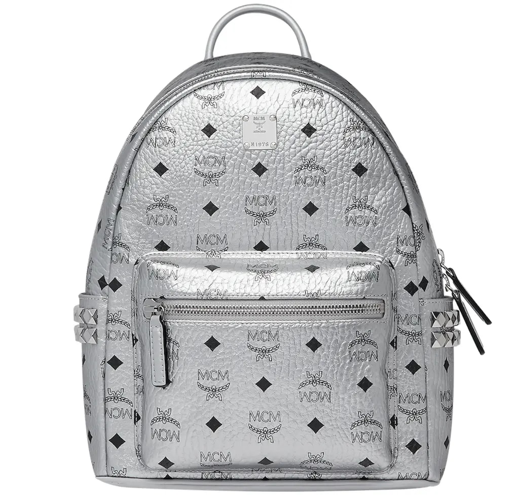 Balo MCM Stark Side Studs Backpack In Visetos 'Silver' MMK9SVE43SB001
