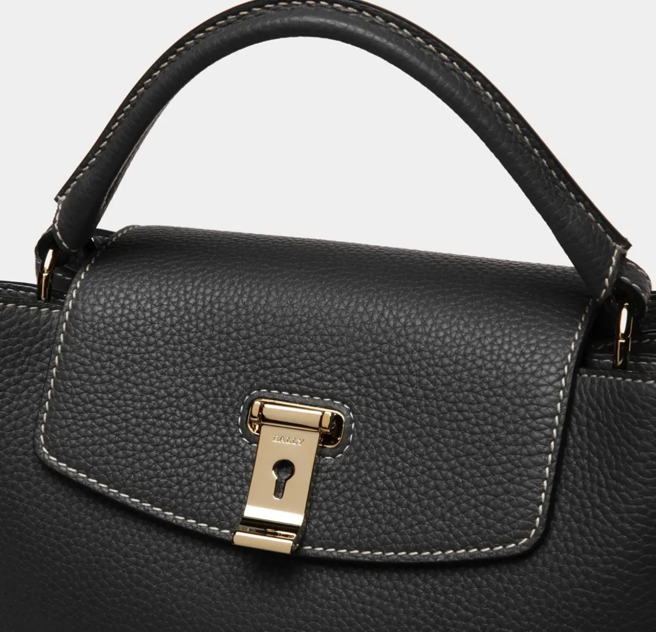 Túi Bally Layka Leather Top Handle Bag 'Black' 6300486 — ảnh 2