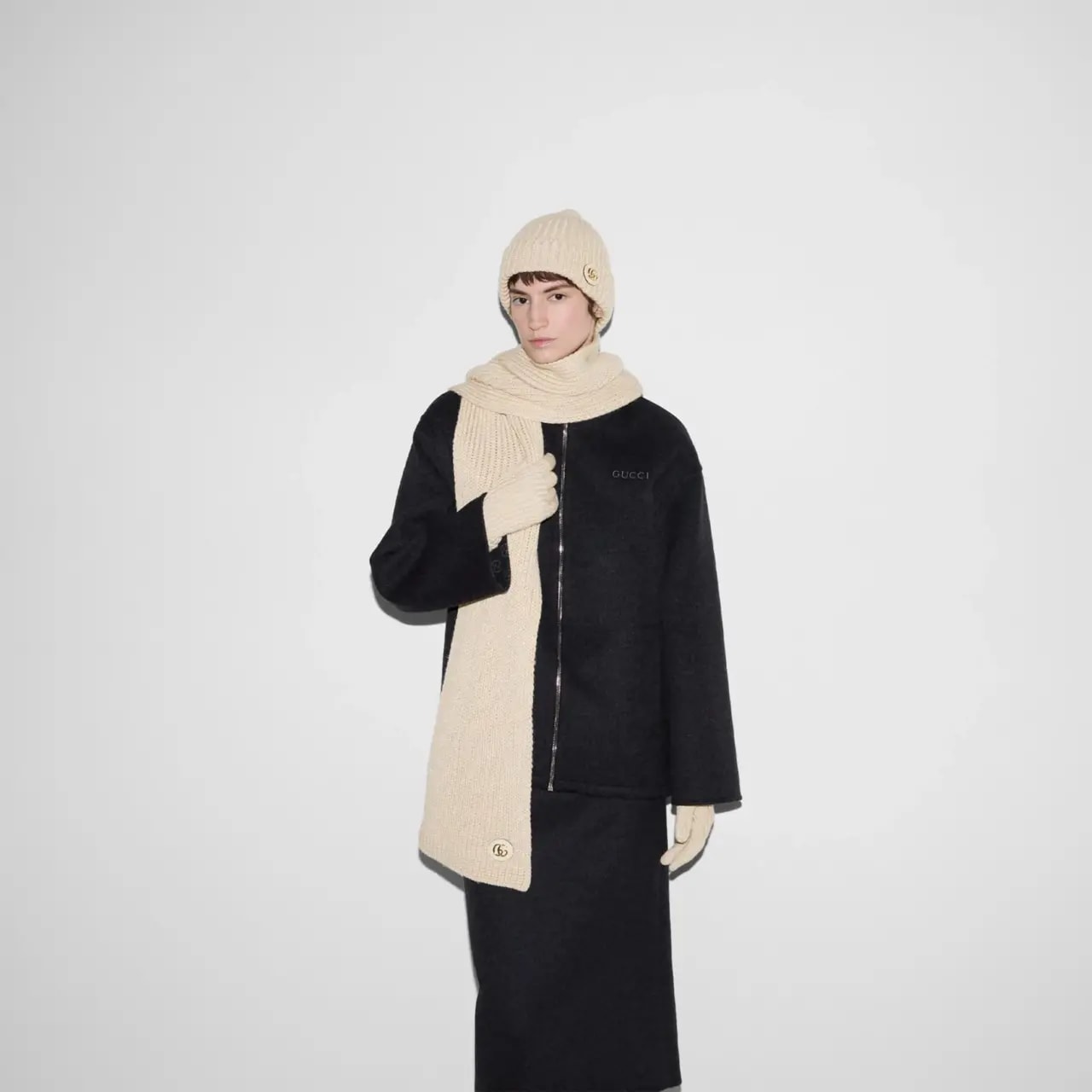 Khăn Gucci Wool Cable Knit Scarf 'Beige' 809176-3GAAB-9279 — ảnh 3
