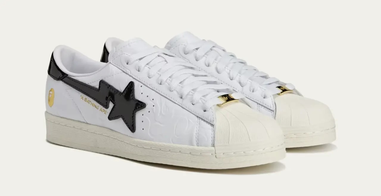 Giày Adidas Superstar Vintage 'Bape White Black' JR2701 — ảnh 5