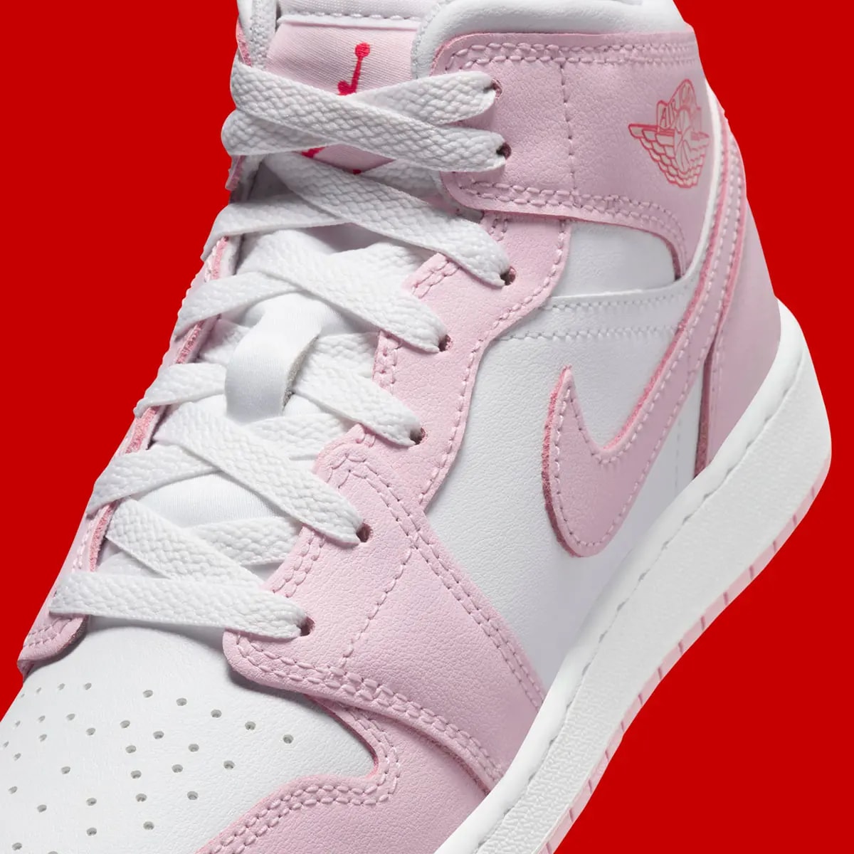 Giày Nike Air Jordan 1 Mid GS 'Pink Foam Fire Red' DQ8423-608 — ảnh 2