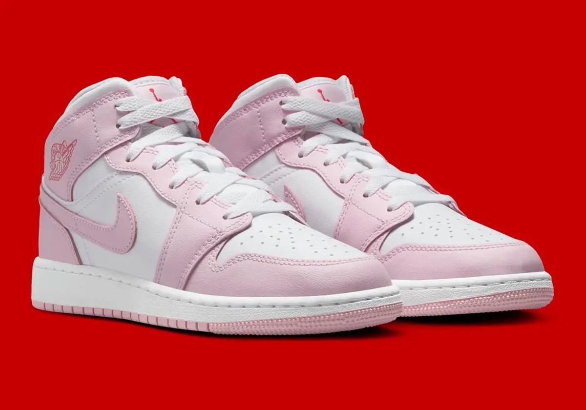 Giày Nike Air Jordan 1 Mid GS 'Pink Foam Fire Red' DQ8423-608 — ảnh 5