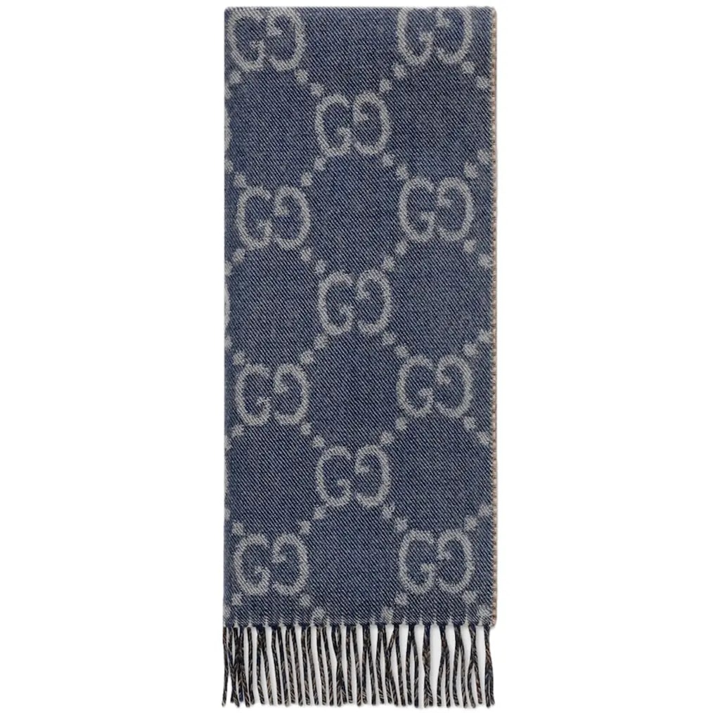 Khăn Gucci GG Jacquard Knit Scarf Tassels 'Navy' 676610-3G200-4165