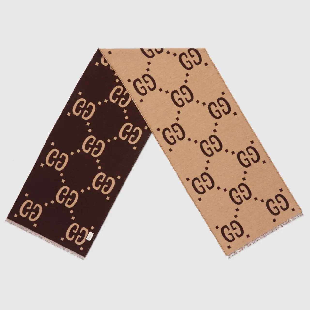 Khăn Gucci GG Jacquard Wool Silk Scarf 'Brown' 495592-4G350-2179 — ảnh 3