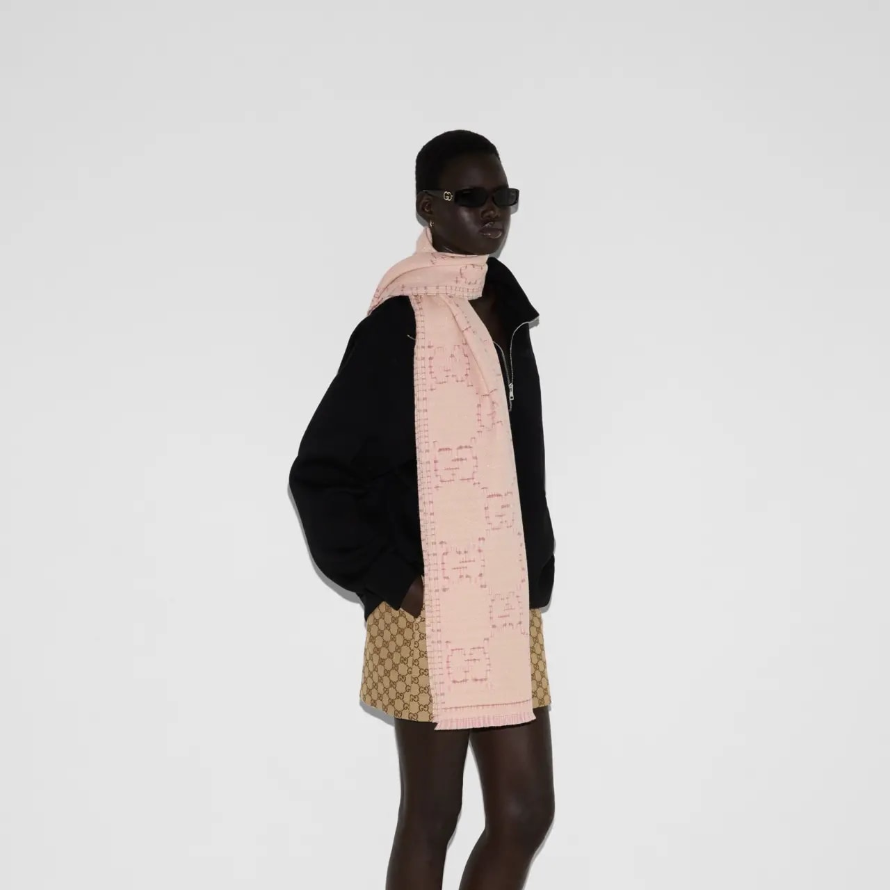 Khăn Gucci Check GG Wool Jacquard Scarf 'Pink' 774419-3GAMQ-9272 — ảnh 3