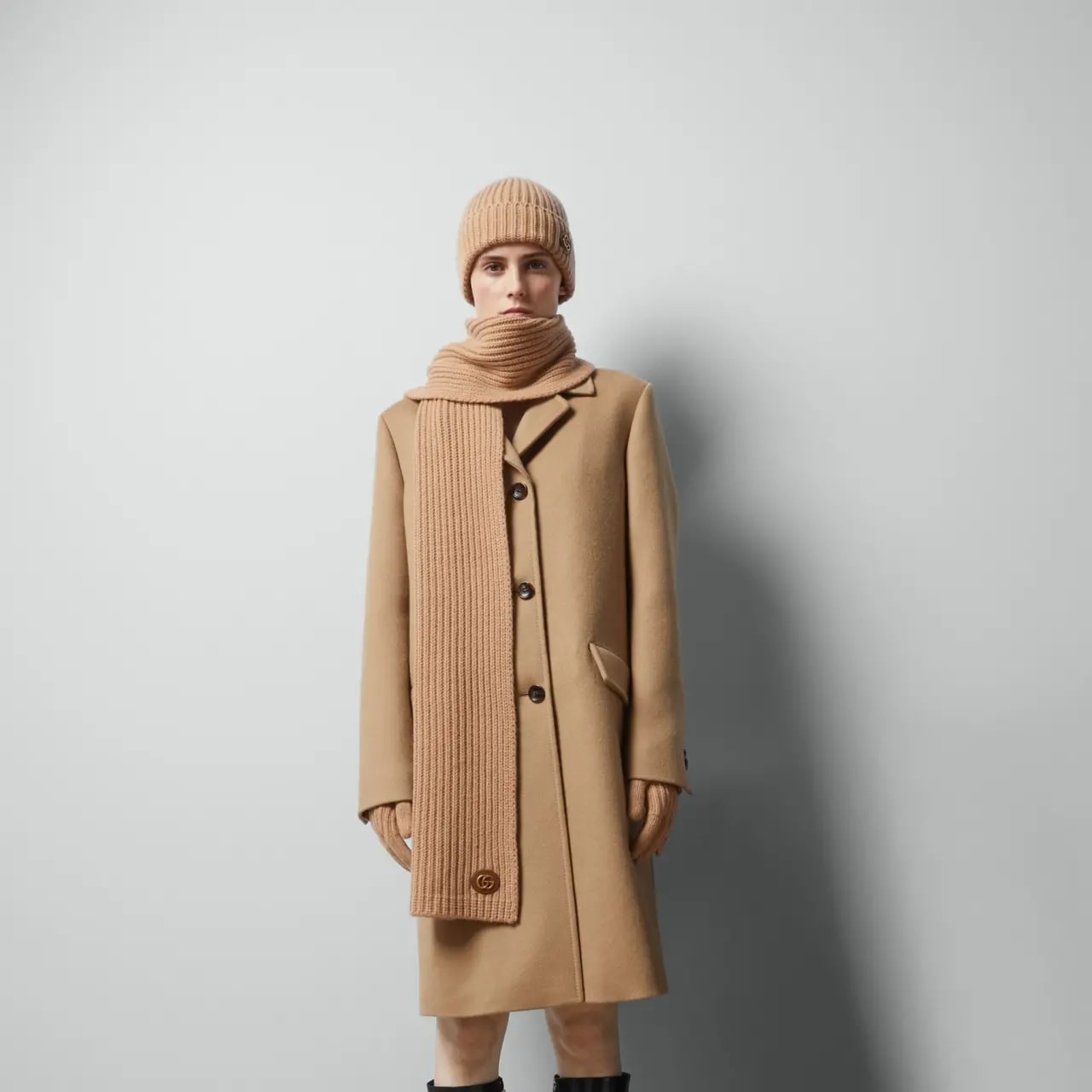 Khăn Gucci Knit Wool Scarf Double G 'Camel' 773426-3GB02-9800 — ảnh 3
