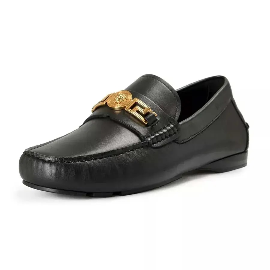 Giày Versace Leather With Gold Logo Hardware 'Black' 1009707D-1VSKV-O41 — ảnh 2