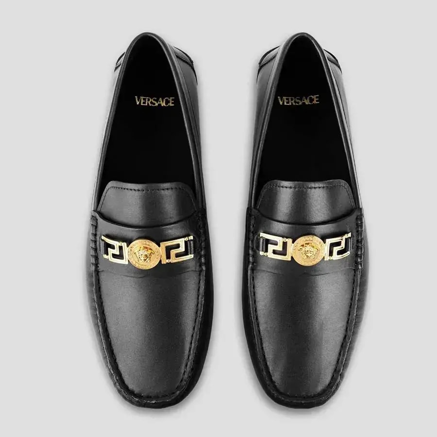 Giày Versace Leather With Gold Logo Hardware 'Black' 1009707D-1VSKV-O41 — ảnh 4