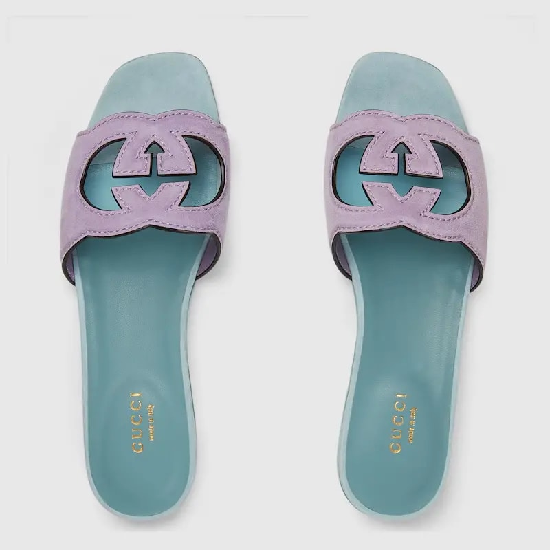 Dép Gucci Interlocking G Slide 'Light Blue Lilac Suede' 694451-C2000-5252 — ảnh 2