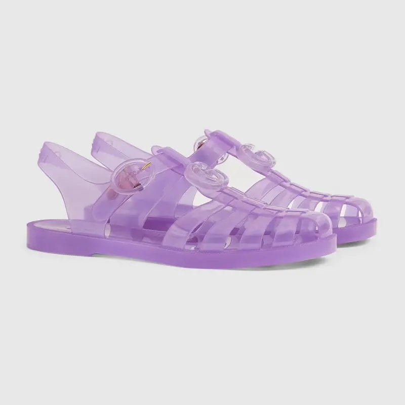 Dép Gucci Sandal With Double G 'Light Purple Rubber' 676970-JFM00-5305 — ảnh 3