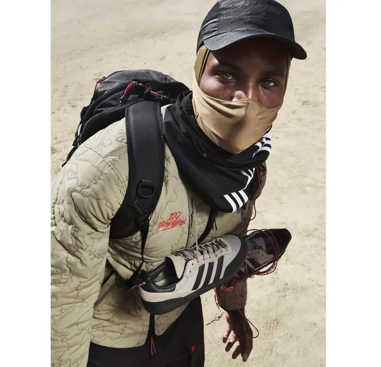 Giày Adidas 100 Thieves Palos Hills 'Silver Pebble' JR5536 — ảnh 3