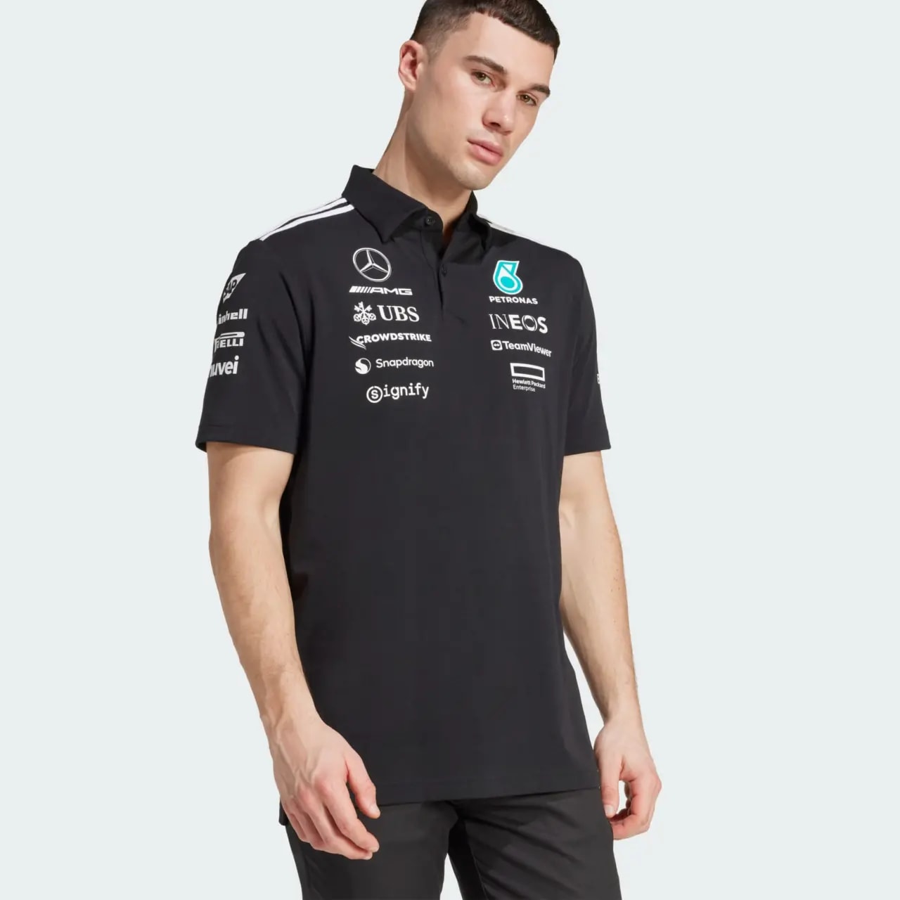Áo Adidas Mercedes AMG Petronas F1 Team Polo 'Black' JW5391 — ảnh 2