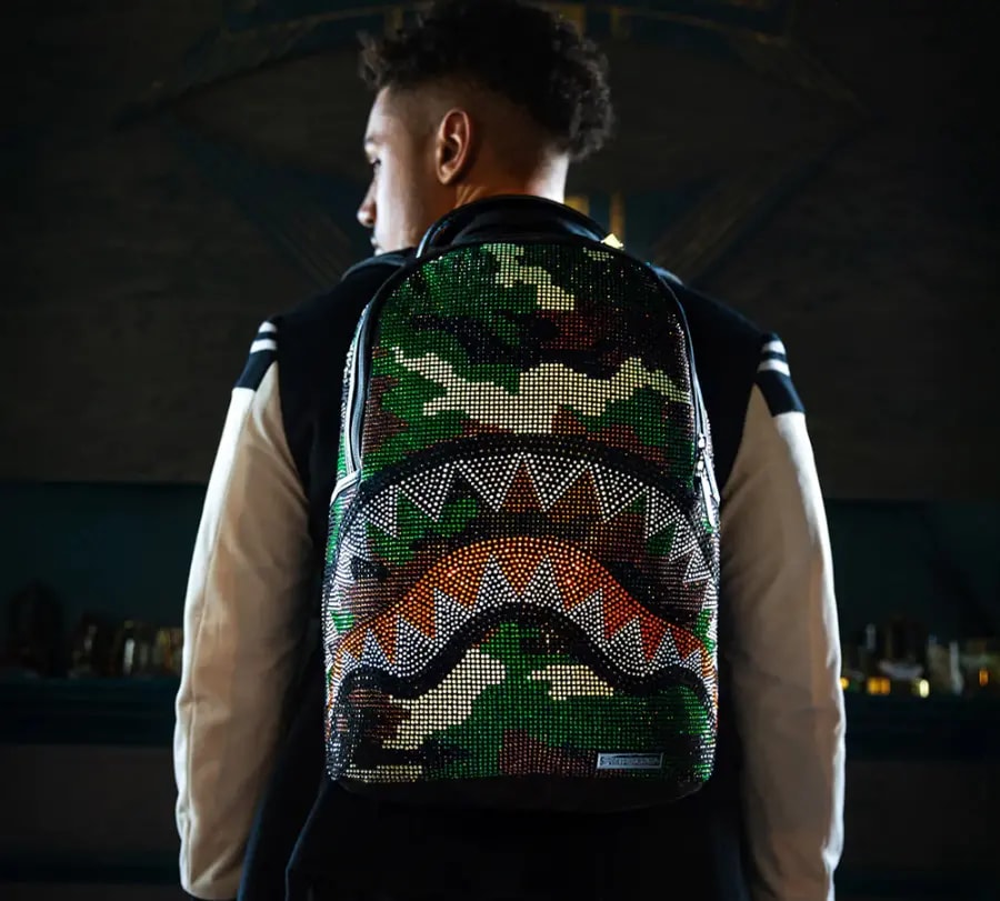 Balo Sprayground Shark Full Diamond ‘Green’ W0915708 — ảnh 2