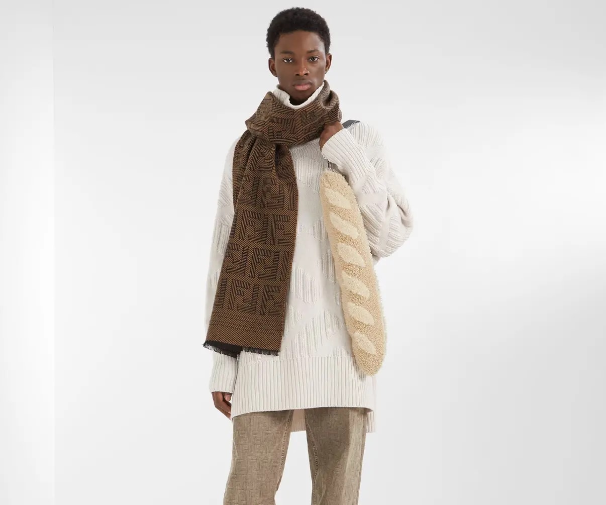 Khăn Fendi Scarf Wool And Silk Scarf 'Brown' FXS124APW4F13D6 — ảnh 2