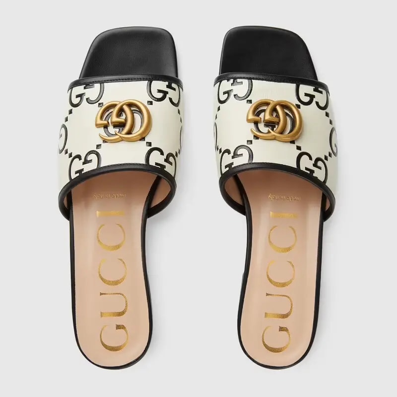 Dép Gucci GG Slide Sandal Leather 'Black White' 677584-UM920-1193 — ảnh 3
